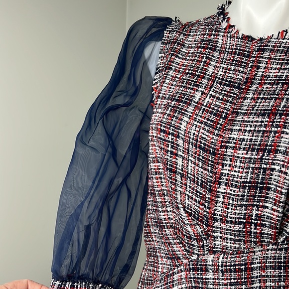 New Zara Tweed Organza Asymmetrical top size medium - Picture 7 of 13